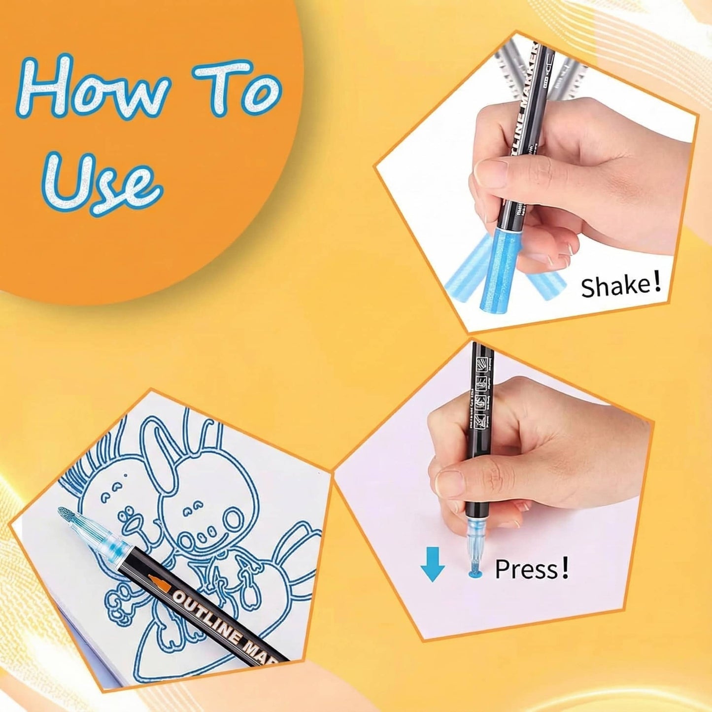 Double Line Outline Markers 24 Colors - Frameza Creative