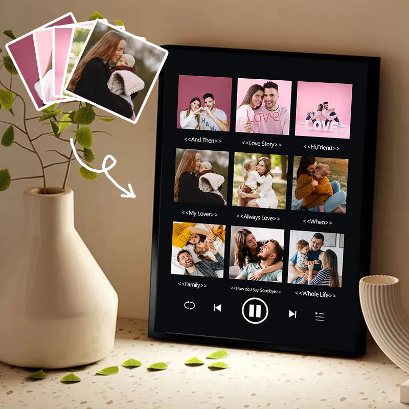 Photo frame night light with built-in personalized photo music player
