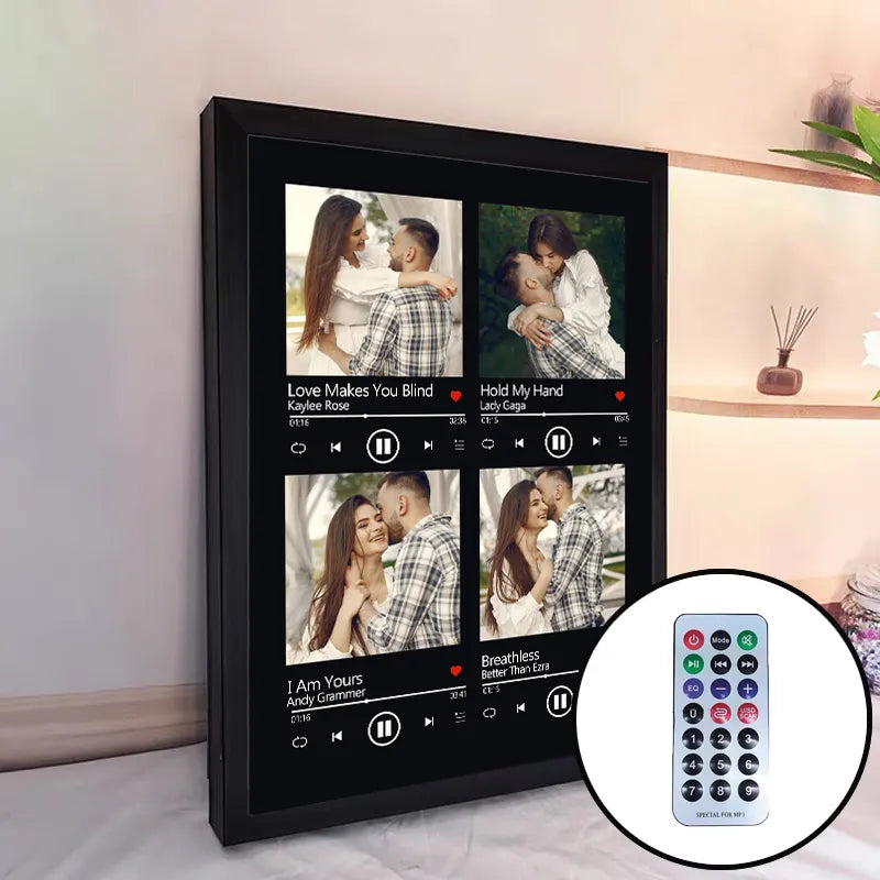Photo frame night light with built-in personalized photo music player