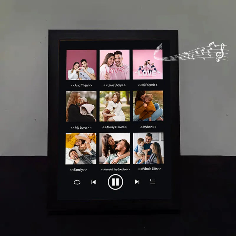 Photo frame night light with built-in personalized photo music player