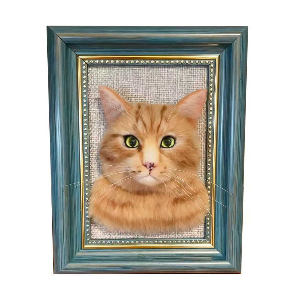 Custom Felt Art Cat Portrait Pet Memorial Gift - Frameza Artworks