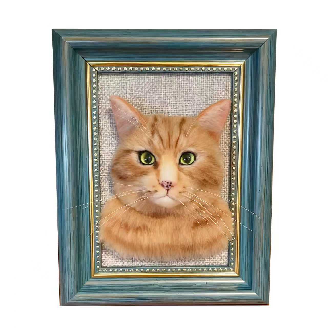 Custom Felt Art Cat Portrait Pet Memorial Gift - Frameza Artworks