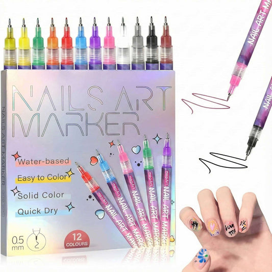 Frameza Nail Art Pens Set 12 Colors - Frameza Creative