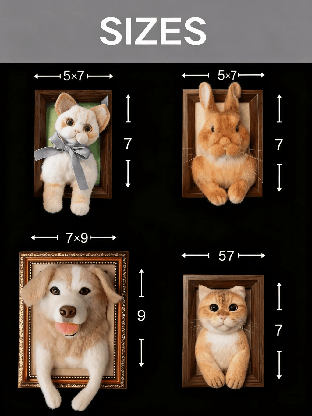 Halloween, Thanksgiving, Christmas 3D Felted Wool Pet Portraits - Frameza Artworks