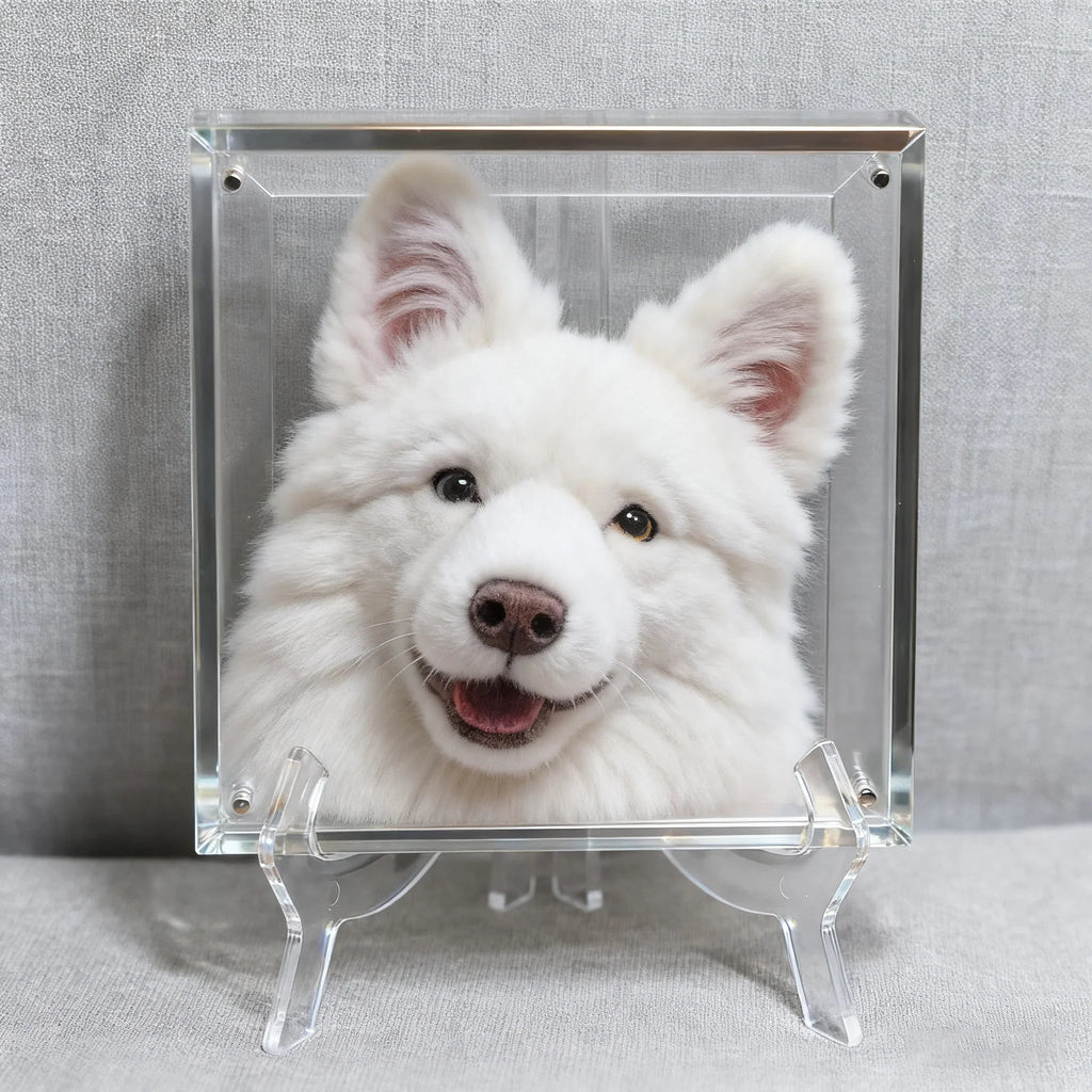 Hand - painted layered glass pet memorial photo frame - Frameza Artworks