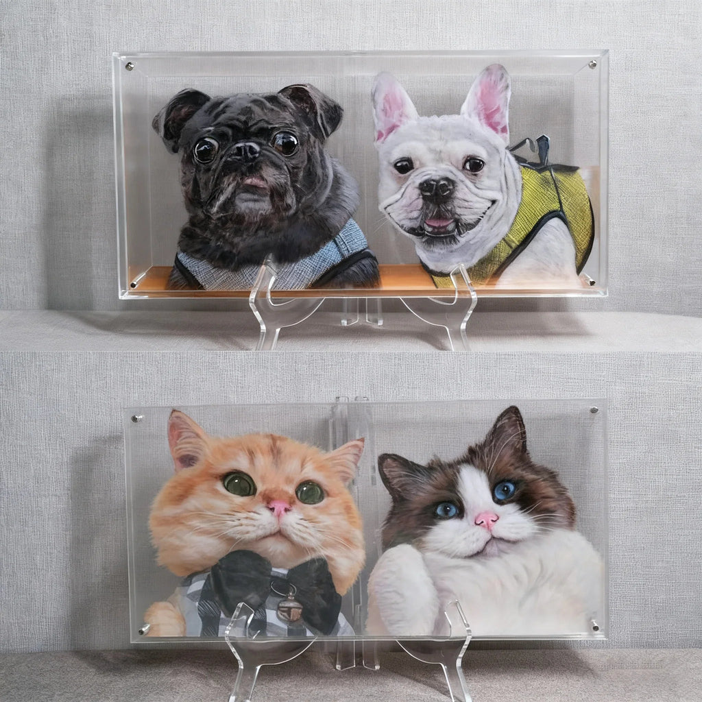 Hand - painted layered glass pet memorial photo frame - Frameza Artworks