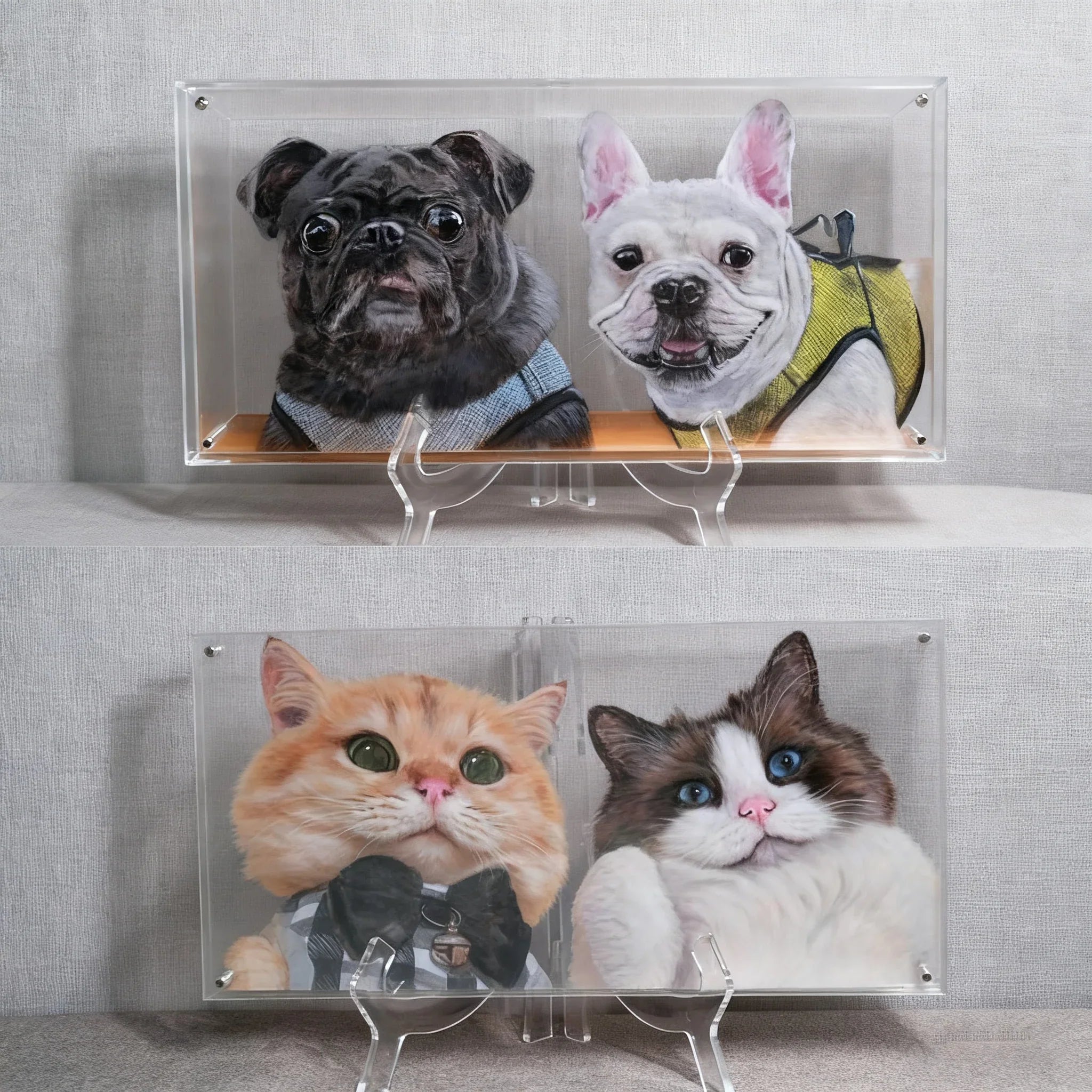 Hand - painted layered glass pet memorial photo frame - Frameza Artworks
