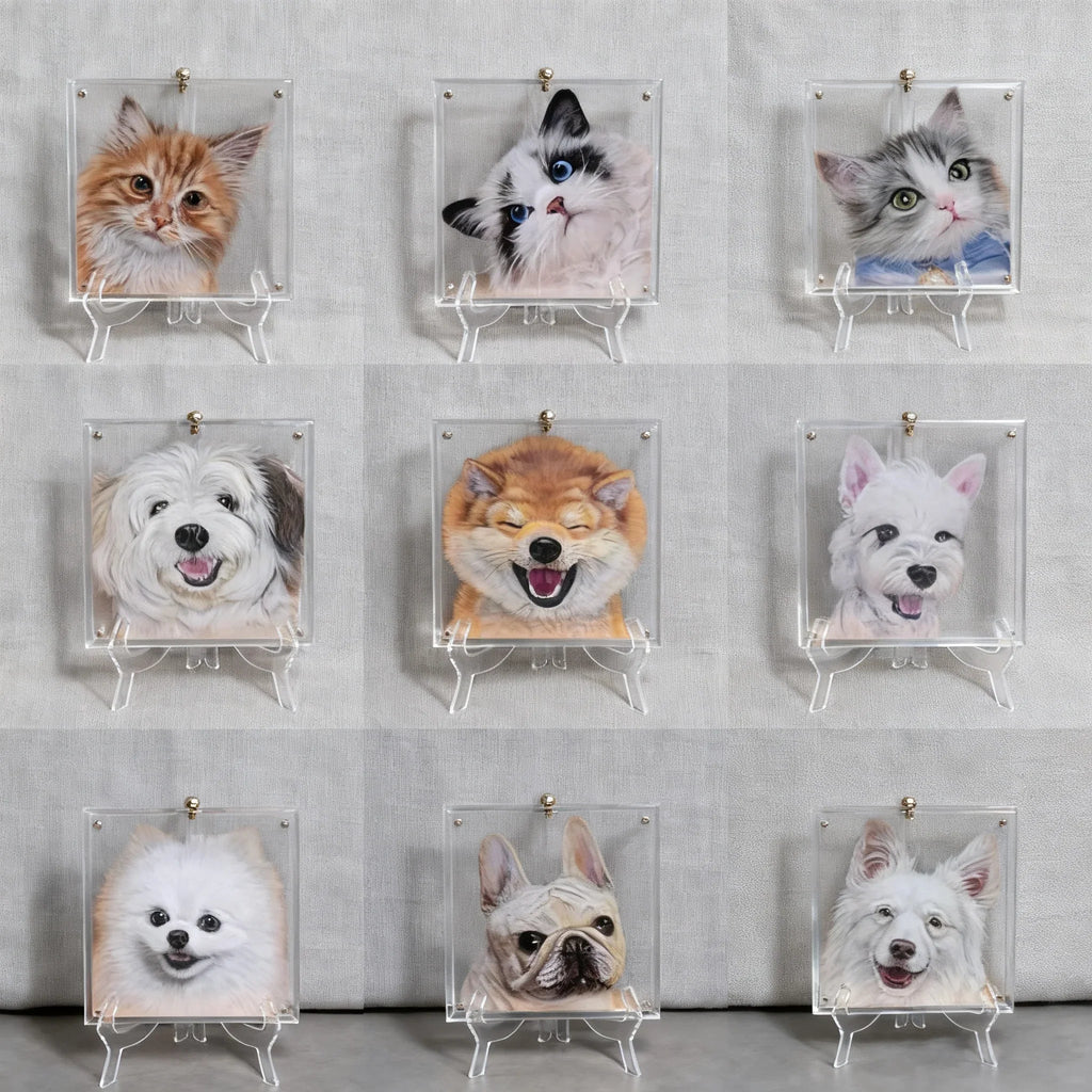 Hand - painted layered glass pet memorial photo frame - Frameza Artworks