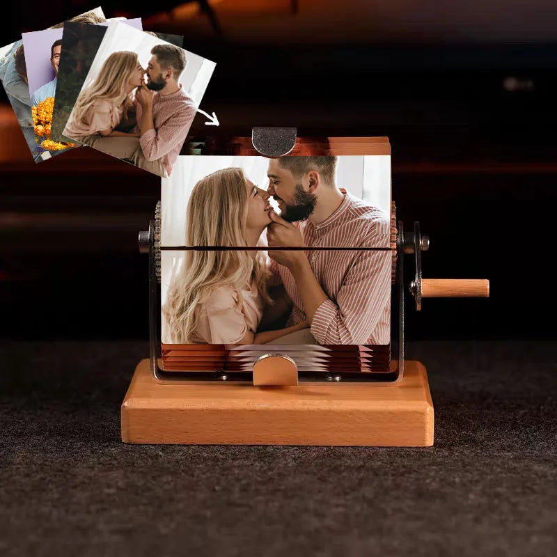Customized Mechanical Hand-Cranked Photo Frame Personalized 32-panel Photo Box DIY Gift